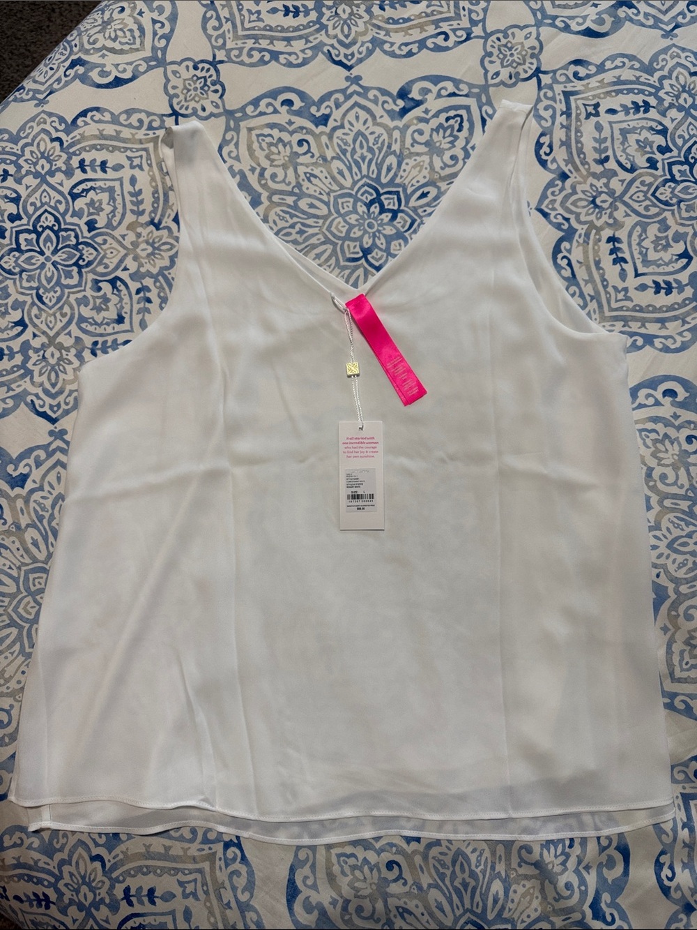 Lilly Pulitzer White V-Neck Sleeveless Tank
